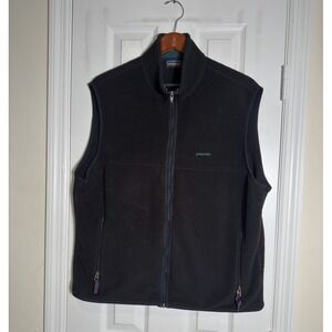 Patagonia Synchilla Black Sherpa Fleece Zipped Pockets Full Zip Vest Size XL